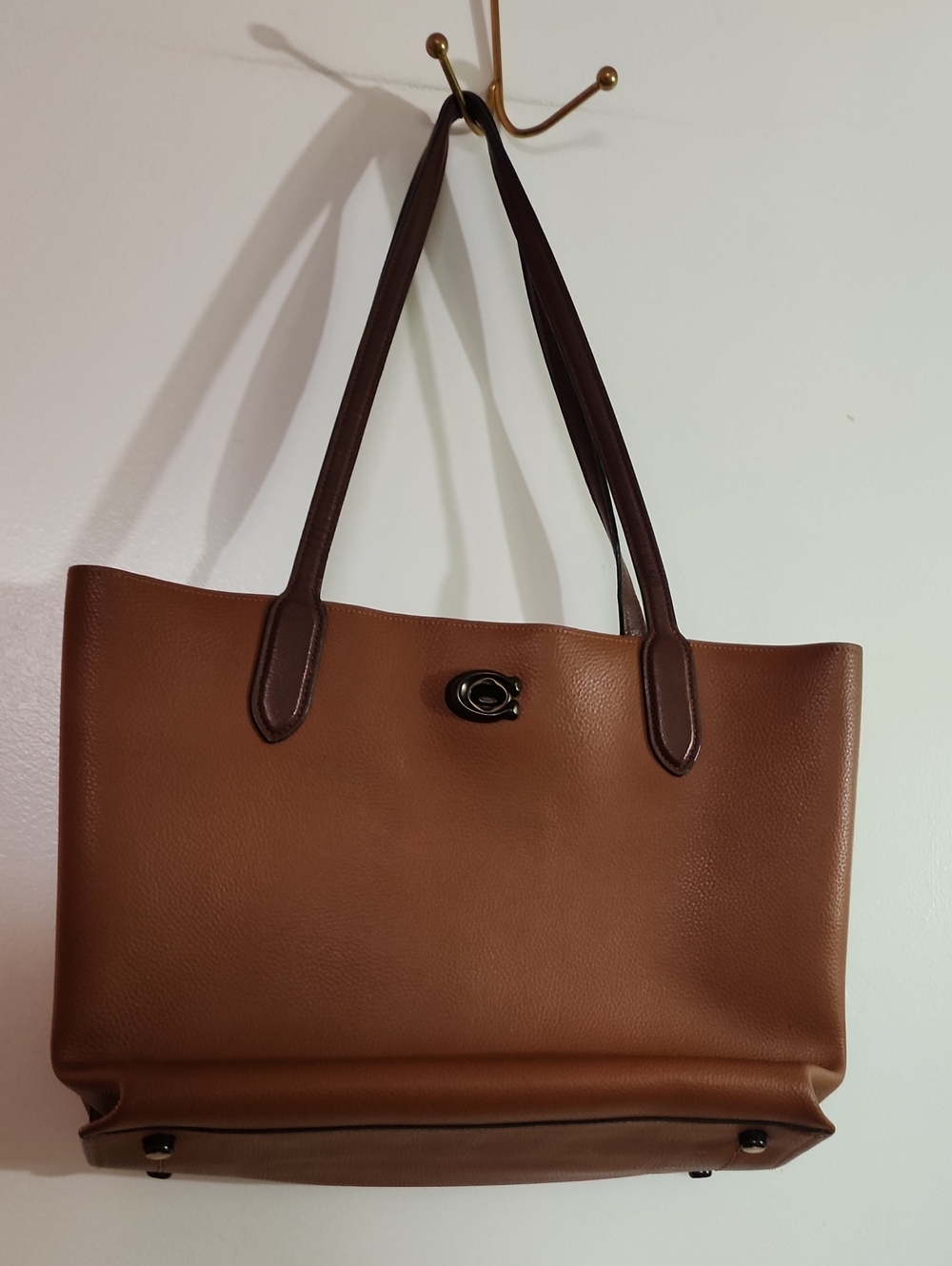 Coach Willow Brown Leather Tote with Dark Brown Straps